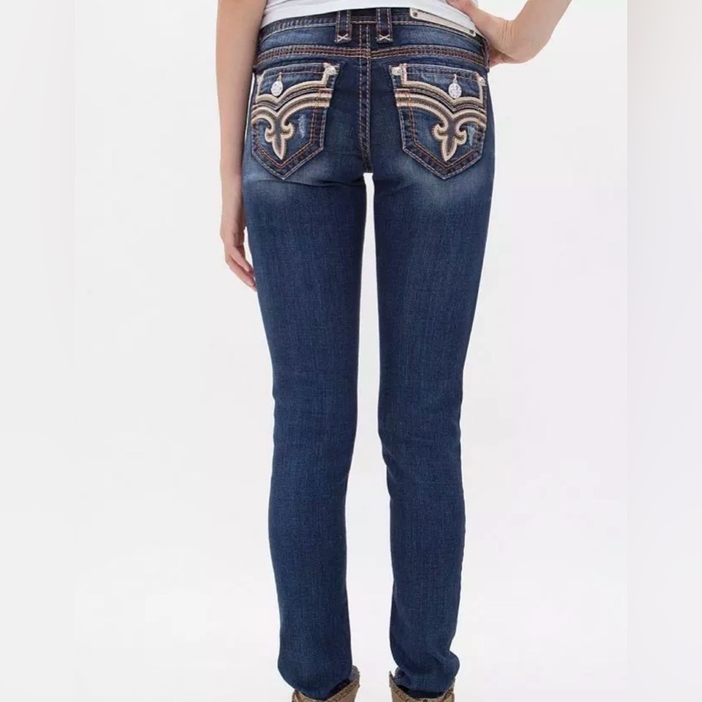 Rock Revival Kila Low Rise Skinny Jeans Size 28 Embellished Denim Y2K